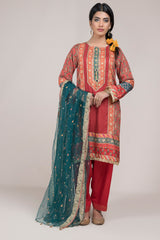 Digital Printed & Embroidered 3 Pcs Suit