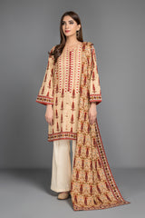Printed Embroidered Khaddar 3PC Dress