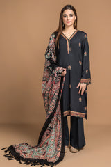 Printed 3 Pcs Suit with wool shawl