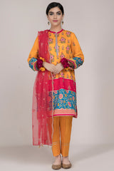 Printed & Embroidered 3 Pcs Suit