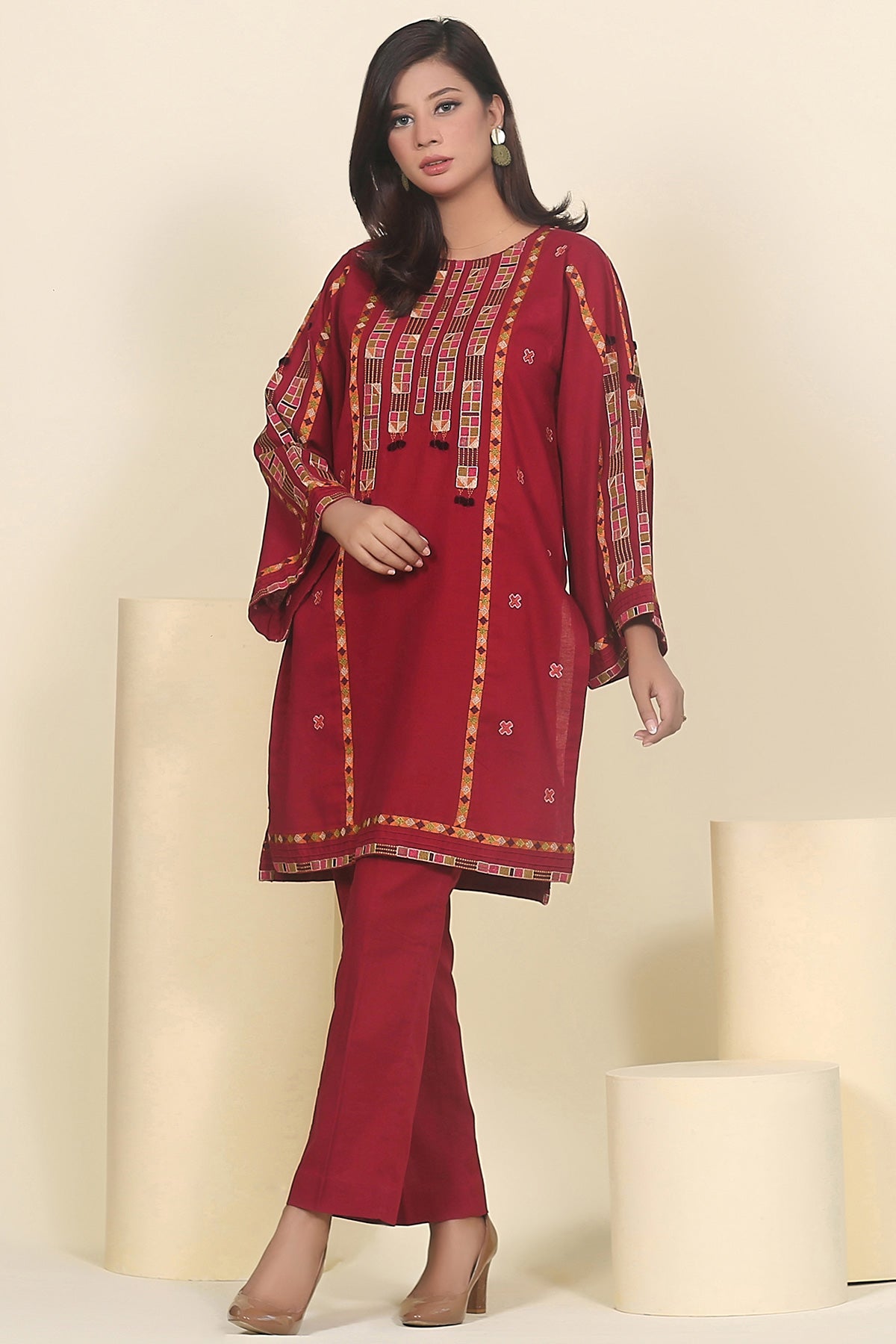 Embroidered shirt with trouser