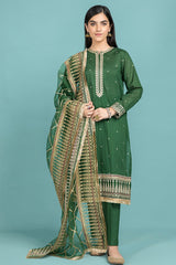 RANI GREEN DYED & EMBROIDERED - 3PC